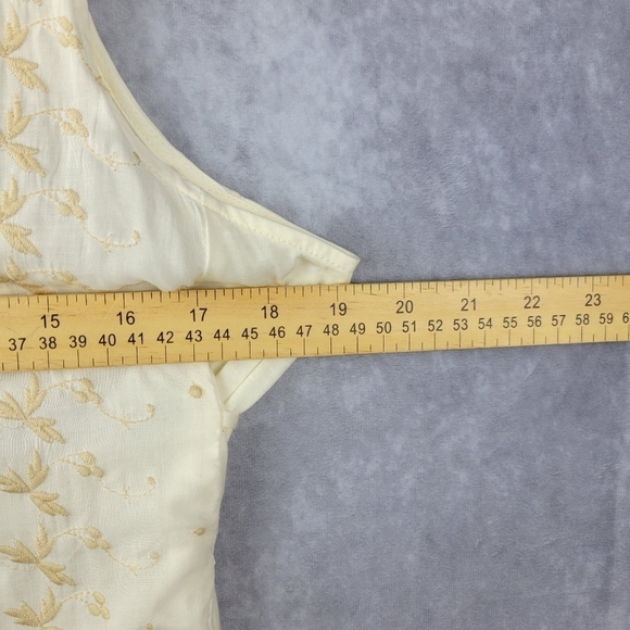 ANTHROPOLOGIE Tiny Gardenia Lace Top  Cotton Cream Sleeveless Lace Front Size M - Picture 7 of 9
